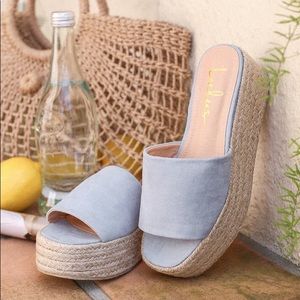 LULU’S O'Ahu 2 Baby Blue Suede Espadrille Platforms